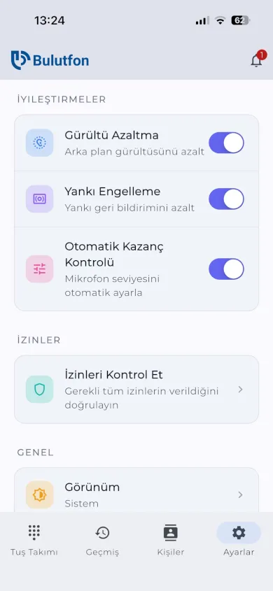 Bulutfon Plus Ayarlar İyileştirmeler
