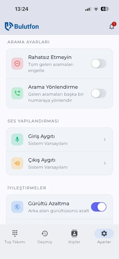 Bulutfon Plus arama ayarları
