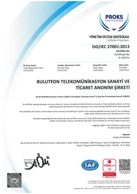 ISO/IEC 27001 Yönetim Sistem Sertifikası